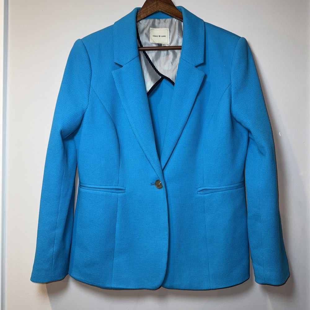 Court & Rowe Maritime Amour Caspian Blue Teal Blazer Jacket Sz 12 Preppy $128